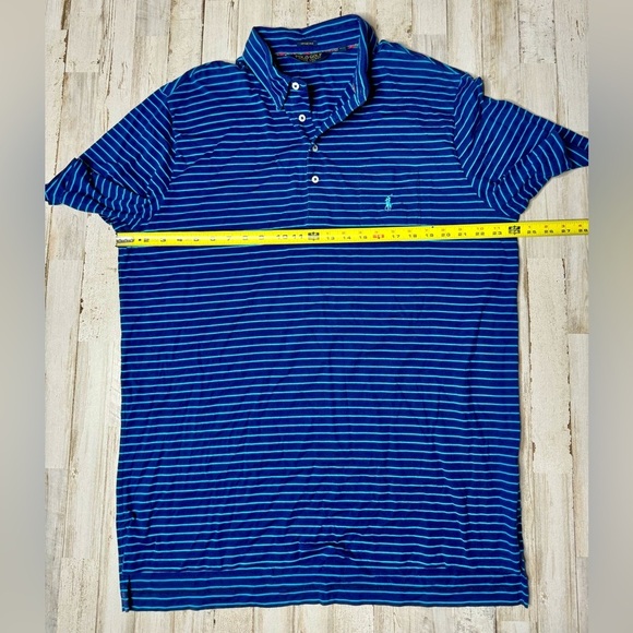 Polo Ralph Lauren Golf Polo Shirt Mens XL Blue Stripe Pony Preppy - Picture 5 of 9